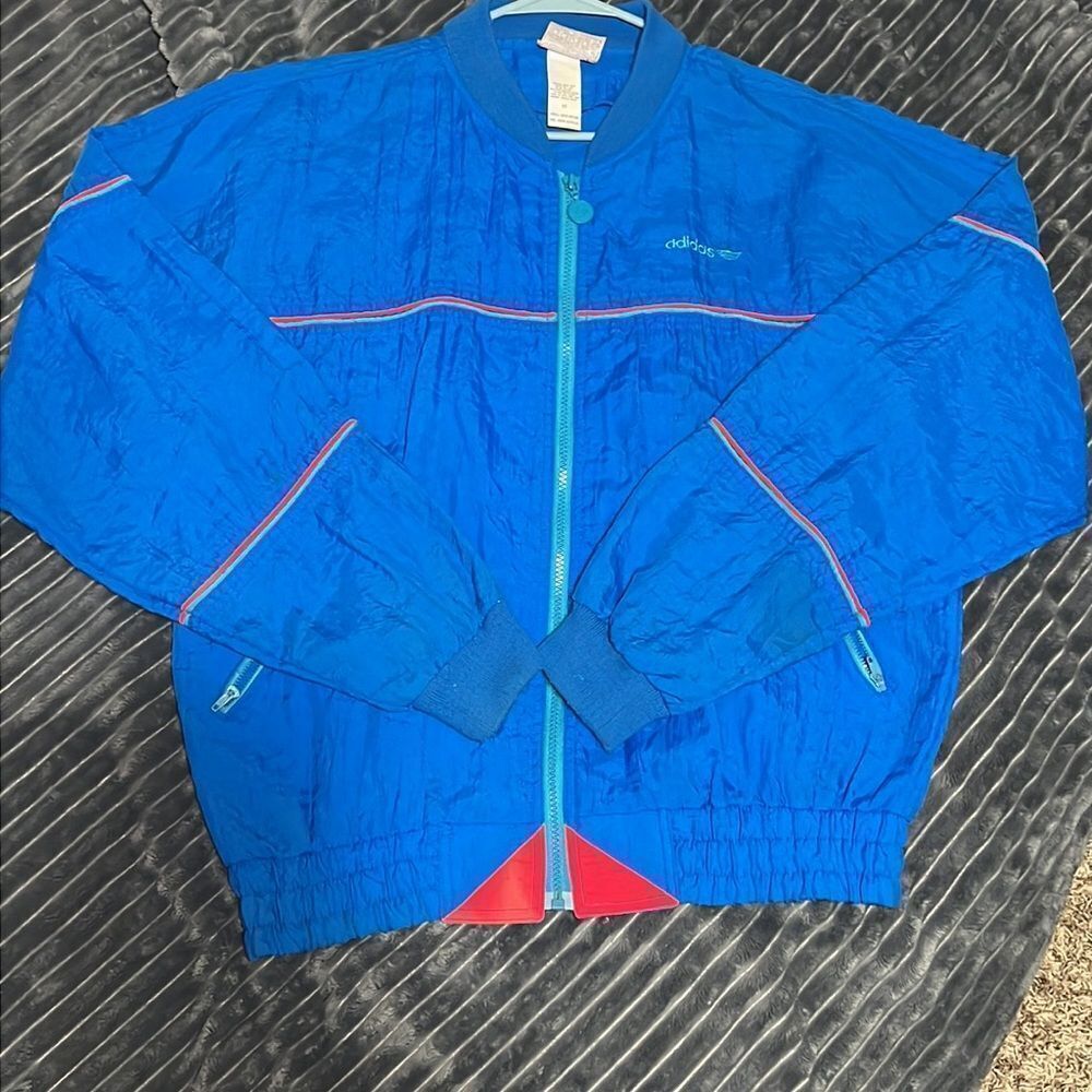 🔥🔥 “TRUE VINTAGE” ADIDAS Nylon Jacket Windbreaker - Blue/Neon Pink - AMAZING !